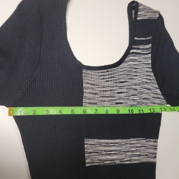 Black and White Bodycon Dress Long Sleeve Knit Sweater Sexy Spring Dress -Size L - Picture 6 of 8
